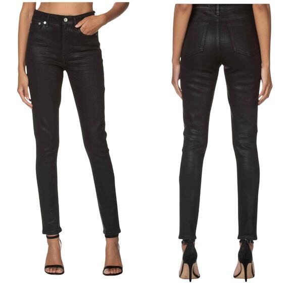 rag & bone NWT Nina High Rise Skinny Black Coated Size 24 Jeans Slim Hip & Thigh - Picture 1 of 12